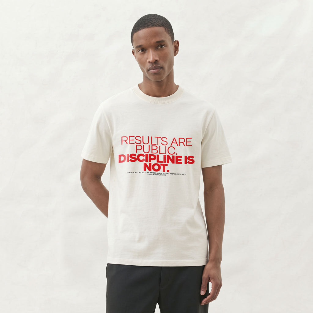 RESULTS ARE PUBLIC DISCIPLINE IS NOT | Unisex Regular Fit Minimalist T-Shirt | Vol. 2
