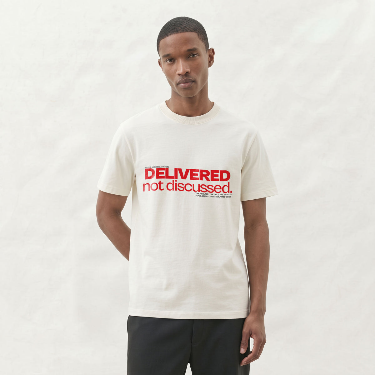 DELIVERED, NOT DISCUSSED | Unisex Regular Fit Minimalist T-Shirt | Vol. 2