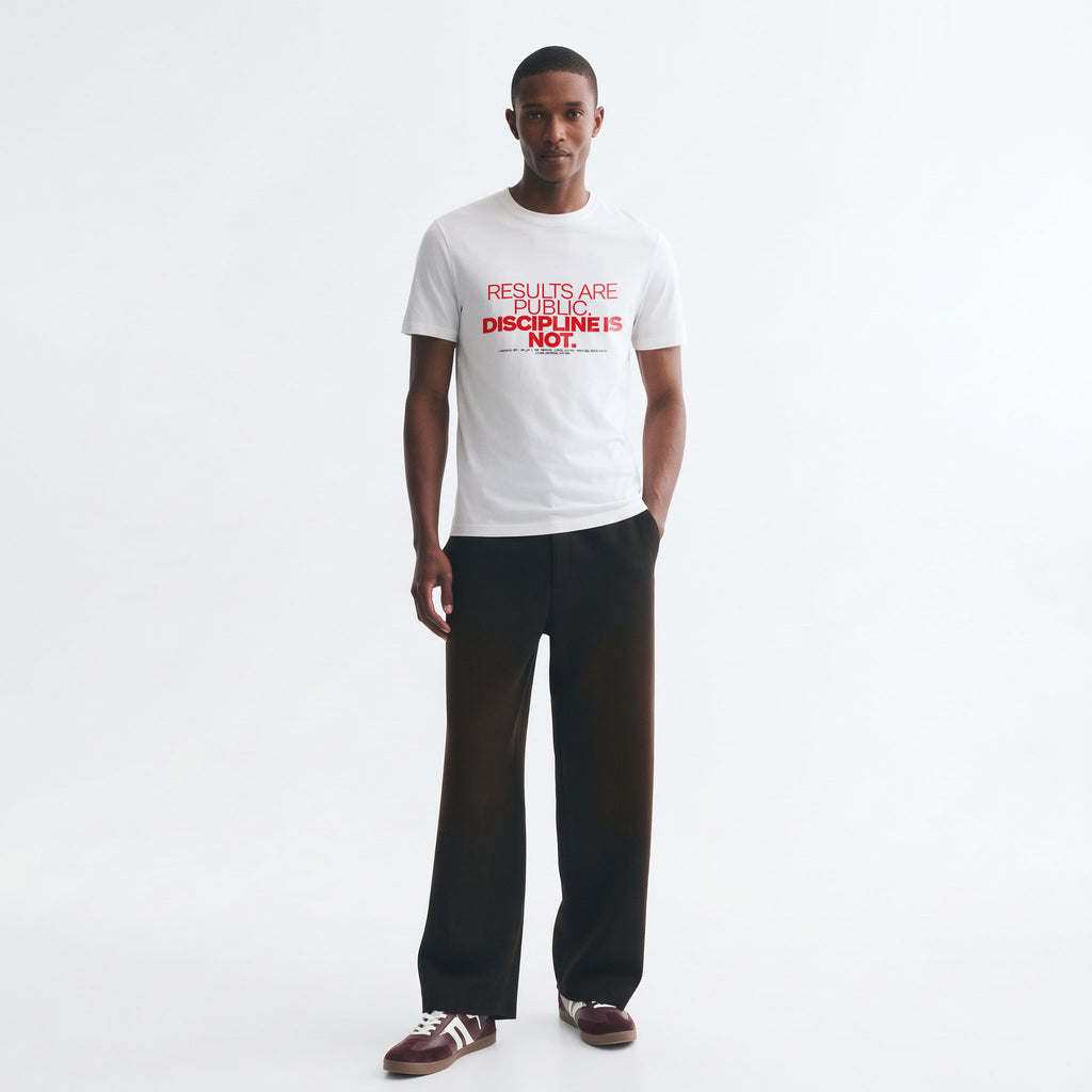 RESULTS ARE PUBLIC DISCIPLINE IS NOT | Unisex Regular Fit Minimalist T-Shirt | Vol. 2