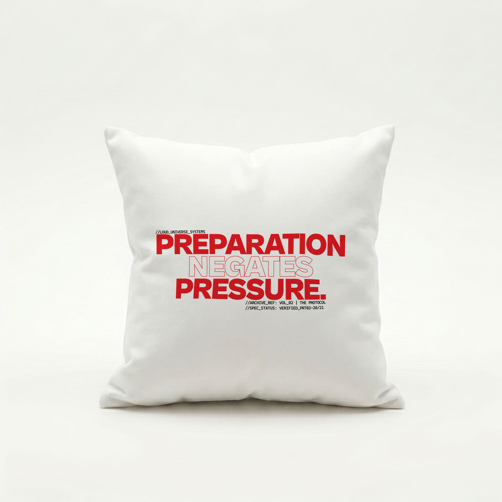 PREPARATION NEGATES PRESSURE | Throw Pillow | Vol. 2