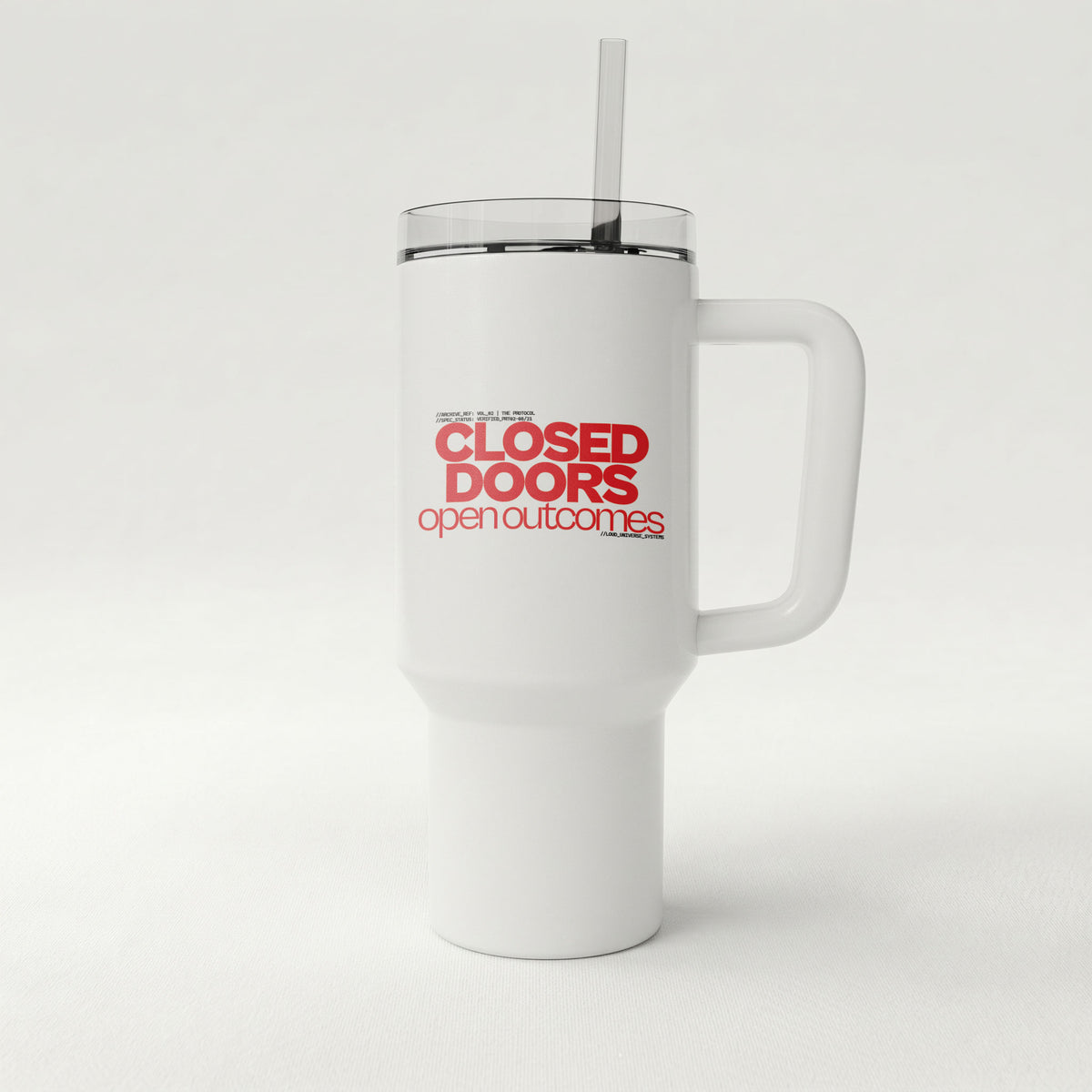 CLOSED DOORS OPEN OUTCOMES | High-Capacity Handled Tumbler | Vol. 2