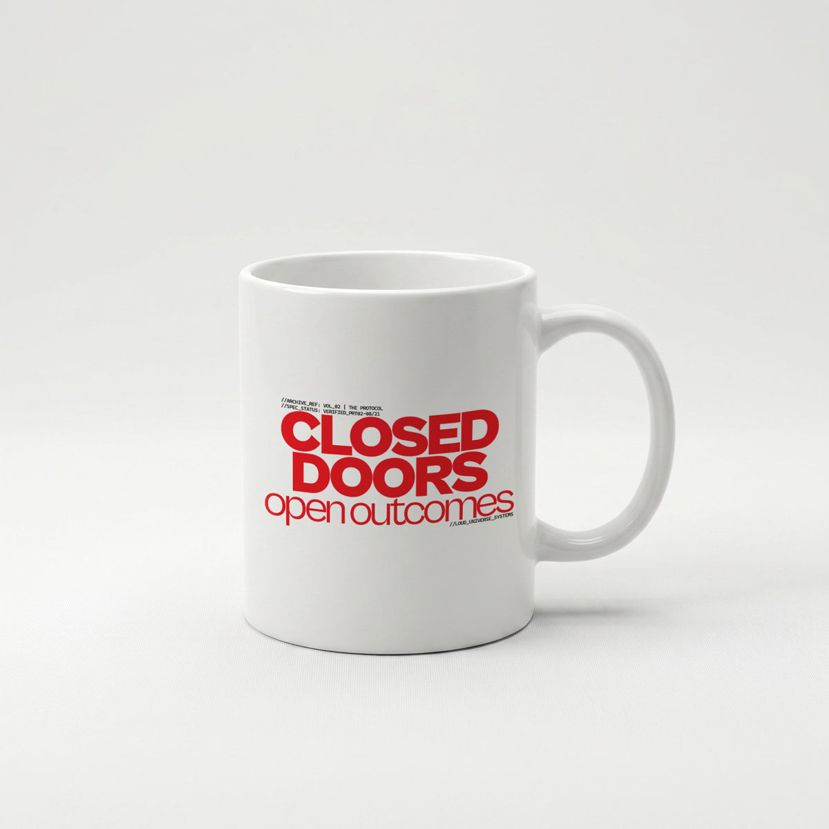 CLOSED DOORS OPEN OUTCOMES | Coffee Mug | Vol. 2