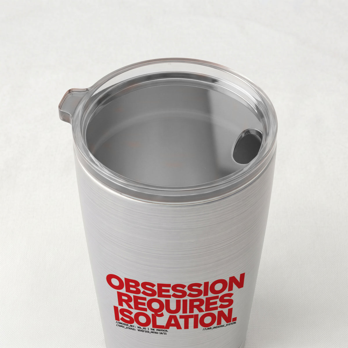OBSESSION REQUIRES ISOLATION | Cone Insulated Tumbler | Vol. 2