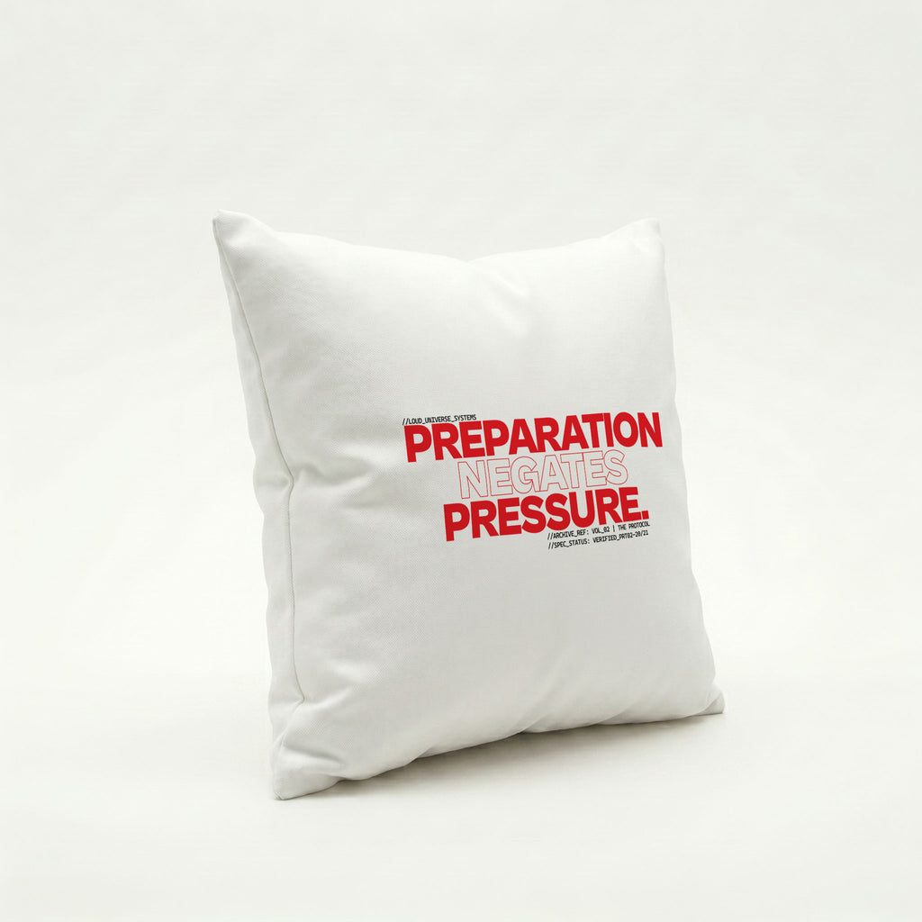 PREPARATION NEGATES PRESSURE | Throw Pillow | Vol. 2