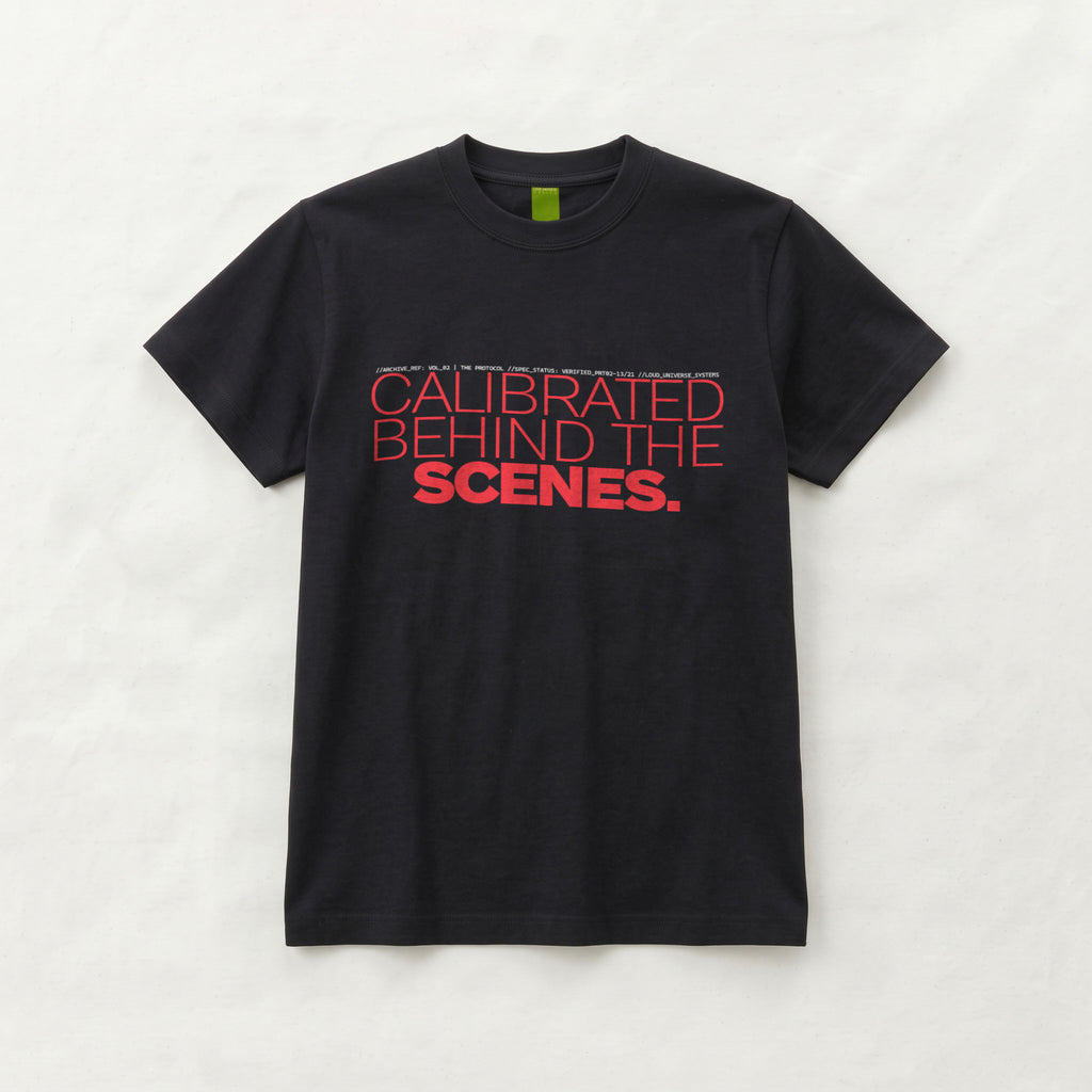 CALIBRATED BEHIND THE SCENES | Unisex Regular Fit Minimalist T-Shirt | Vol. 2