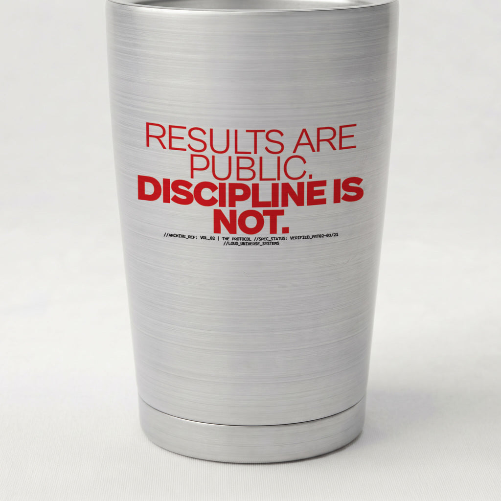 RESULTS ARE PUBLIC DISCIPLINE IS NOT | Cone Insulated Tumbler | Vol. 2