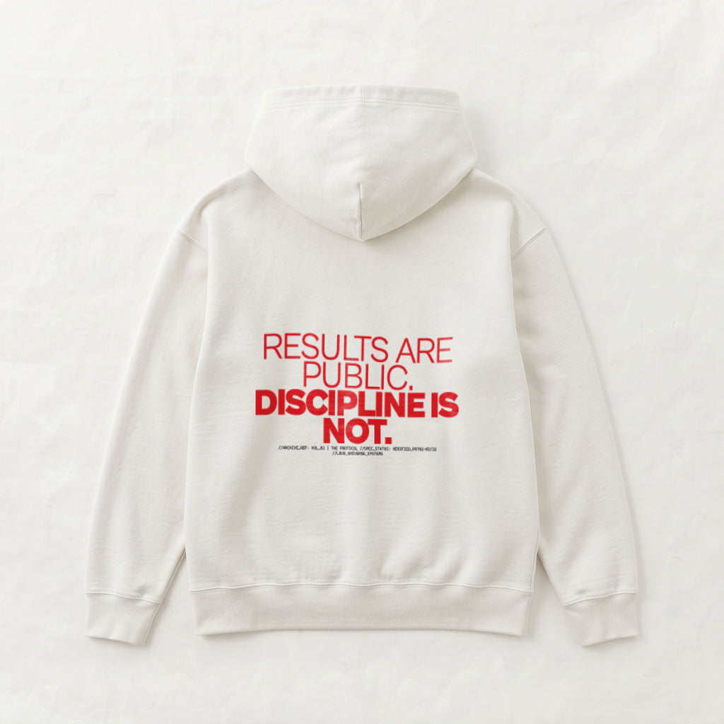 RESULTS ARE PUBLIC DISCIPLINE IS NOT | Unisex Heavyweight French Terry Hoodie | Vol. 2