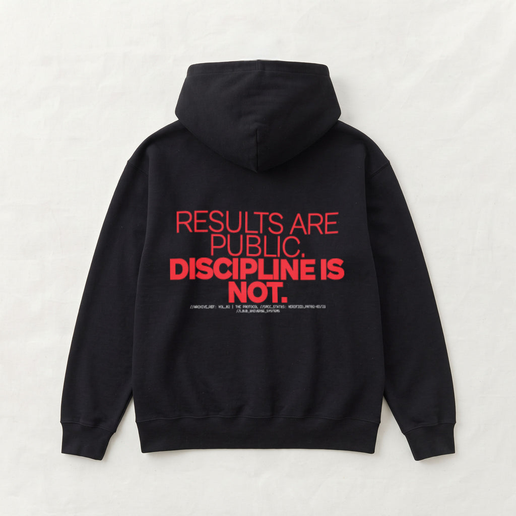 RESULTS ARE PUBLIC DISCIPLINE IS NOT | Unisex Heavyweight French Terry Hoodie | Vol. 2