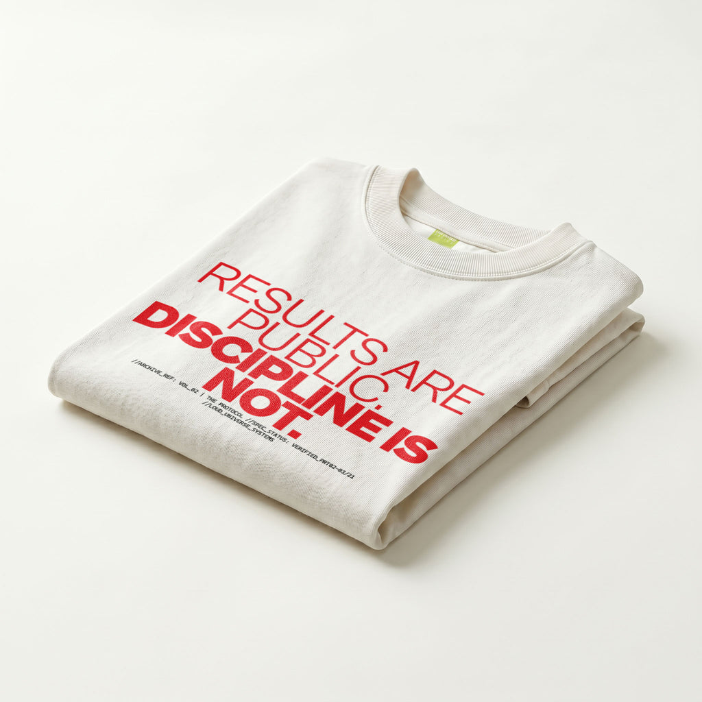 RESULTS ARE PUBLIC DISCIPLINE IS NOT | Unisex Regular Fit Minimalist T-Shirt | Vol. 2
