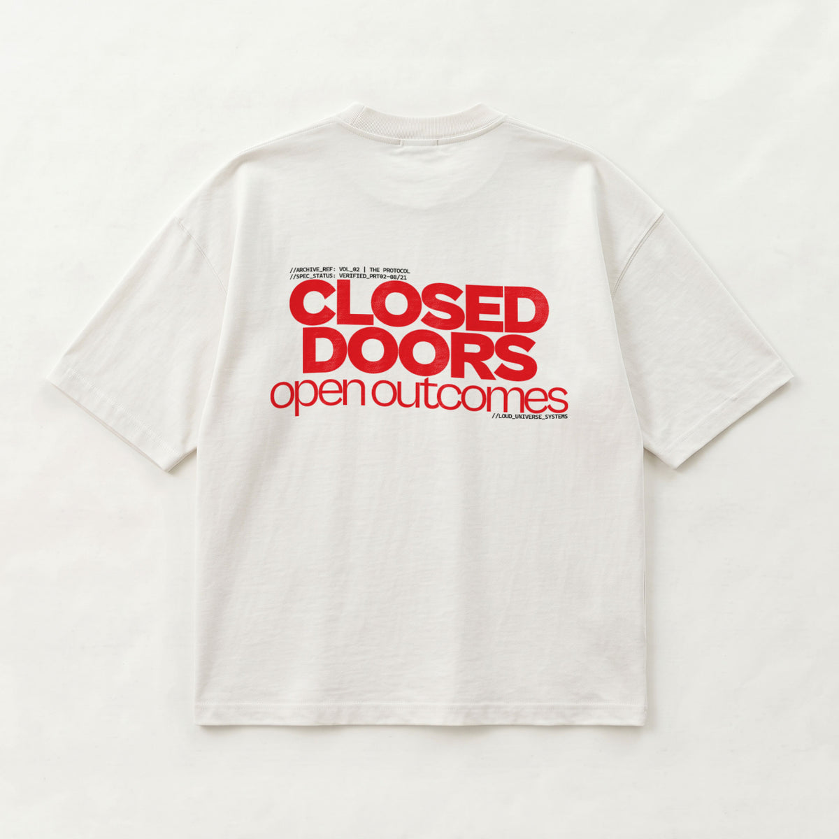CLOSED DOORS OPEN OUTCOMES | Unisex Oversized Heavyweight T-Shirt  | Vol. 2