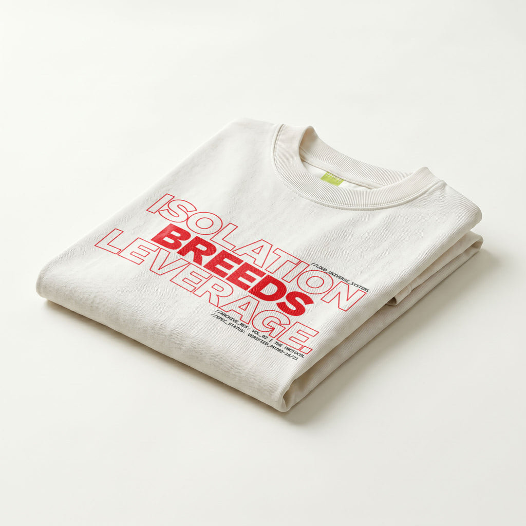 ISOLATION BREEDS LEVERAGE | Unisex Regular Fit Minimalist T-Shirt | Vol. 2