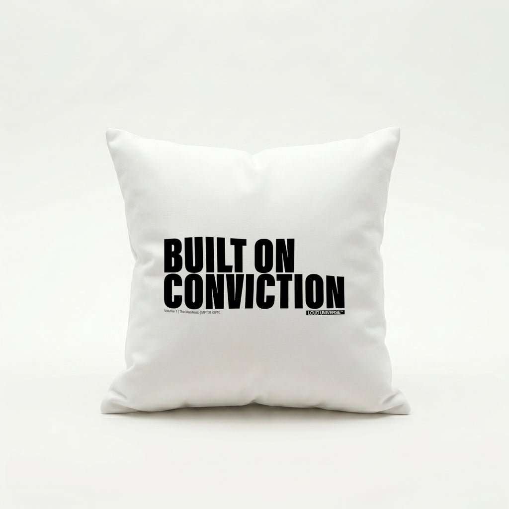 Throw Pillow | Built on conviction (MFT01-08) | Vol. 1: The Manifesto
