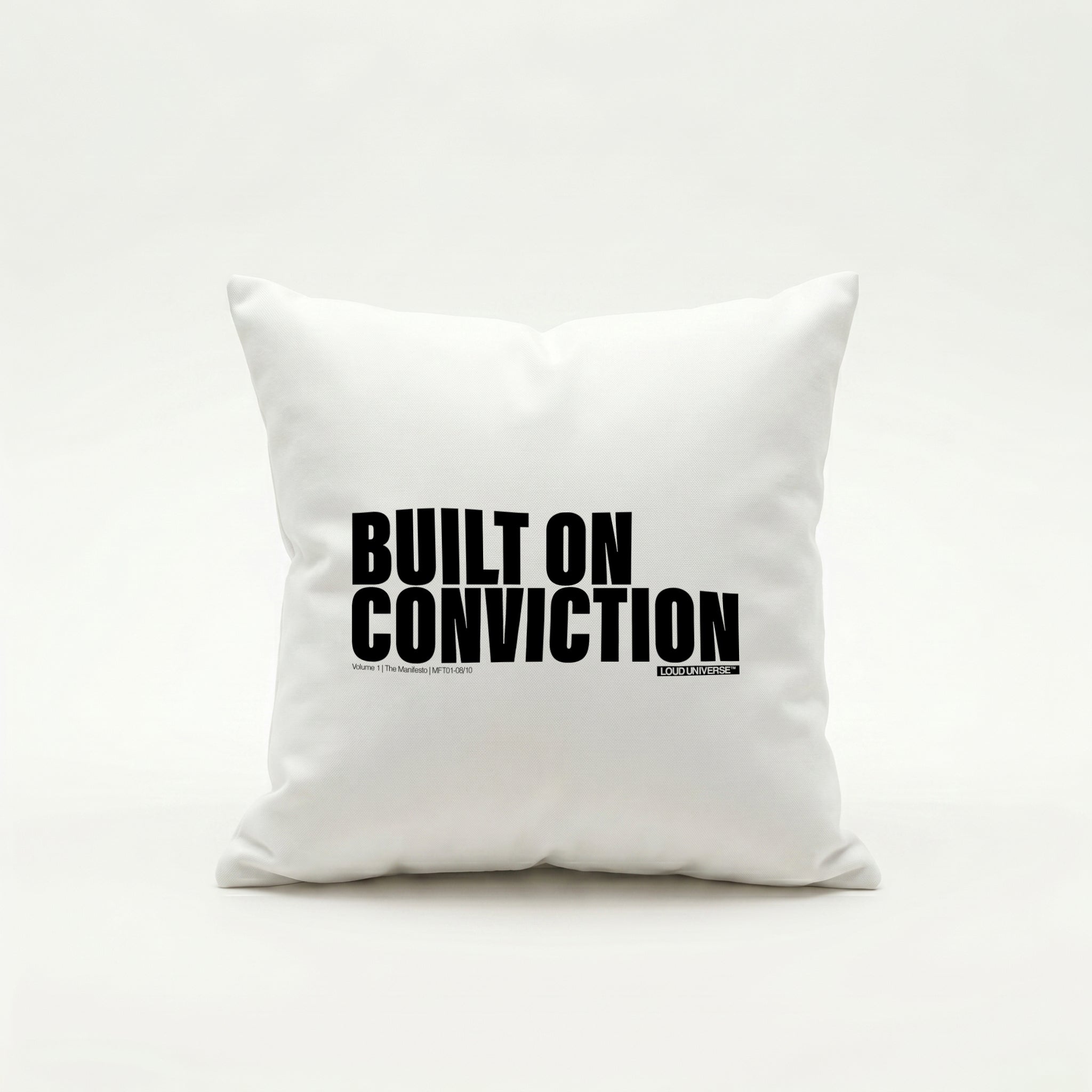 Throw Pillow | Built on conviction (MFT01-08) | Vol. 1: The Manifesto