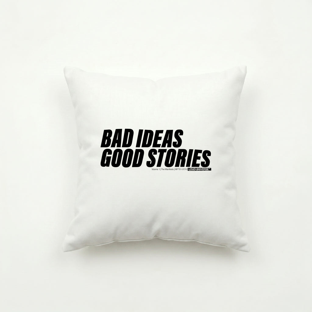 Throw Pillow | bad ideas, good stories (MFT01-07) | Vol. 1: The Manifesto