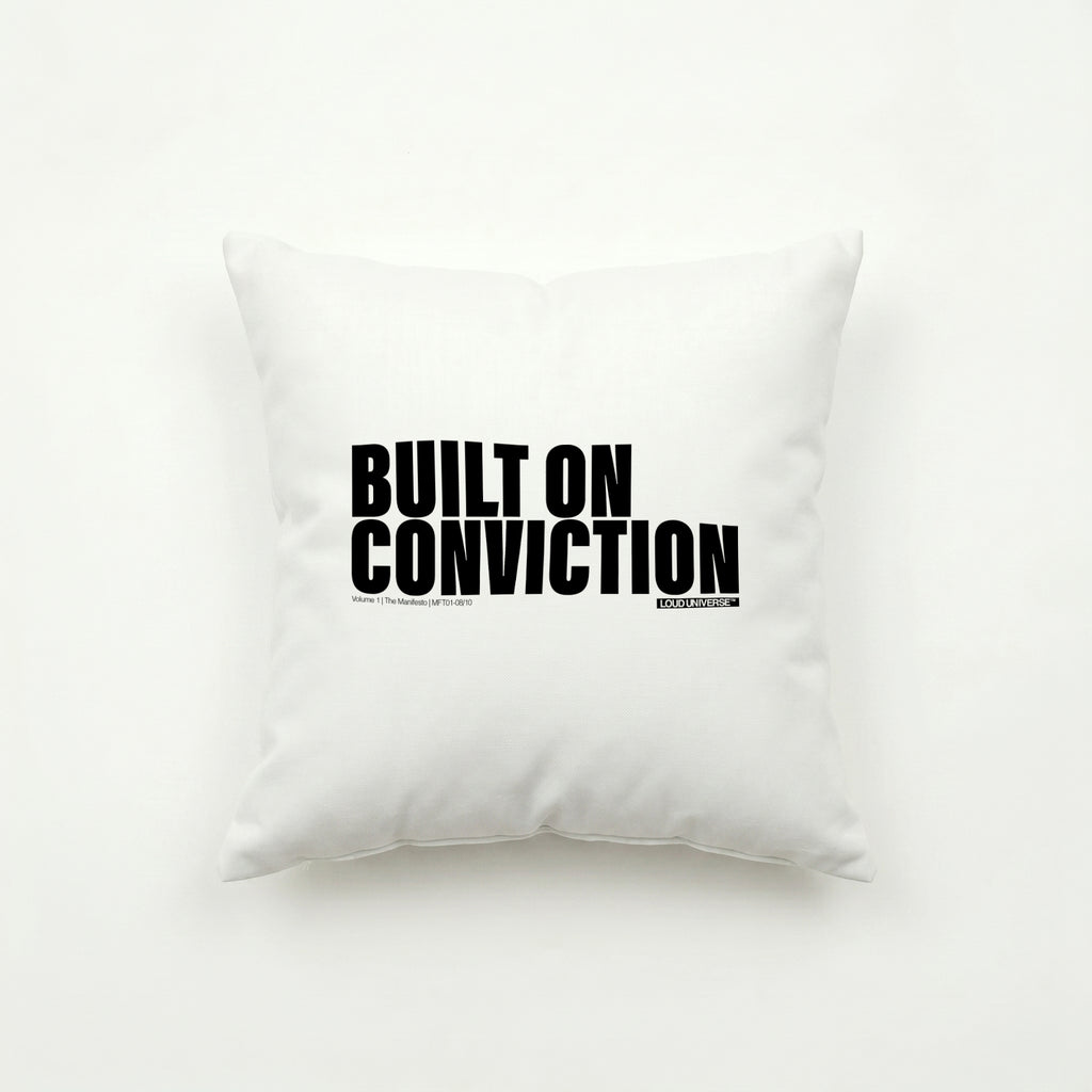 Throw Pillow | Built on conviction (MFT01-08) | Vol. 1: The Manifesto