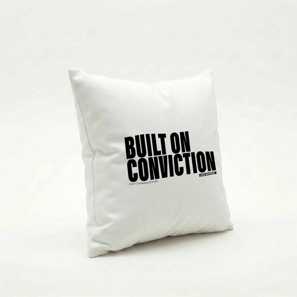Throw Pillow | Built on conviction (MFT01-08) | Vol. 1: The Manifesto