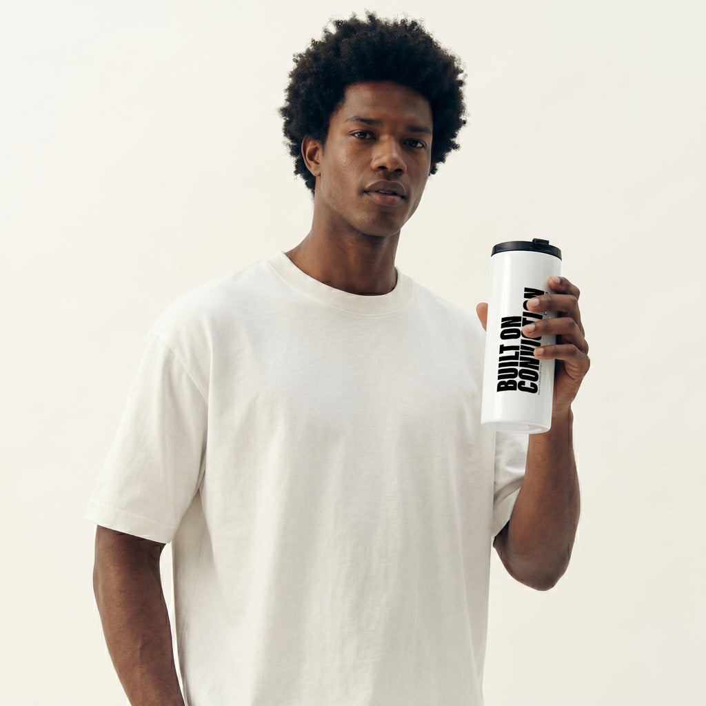 Straight White Tumbler | Built on conviction (MFT01-08) | Vol. 1: The Manifesto
