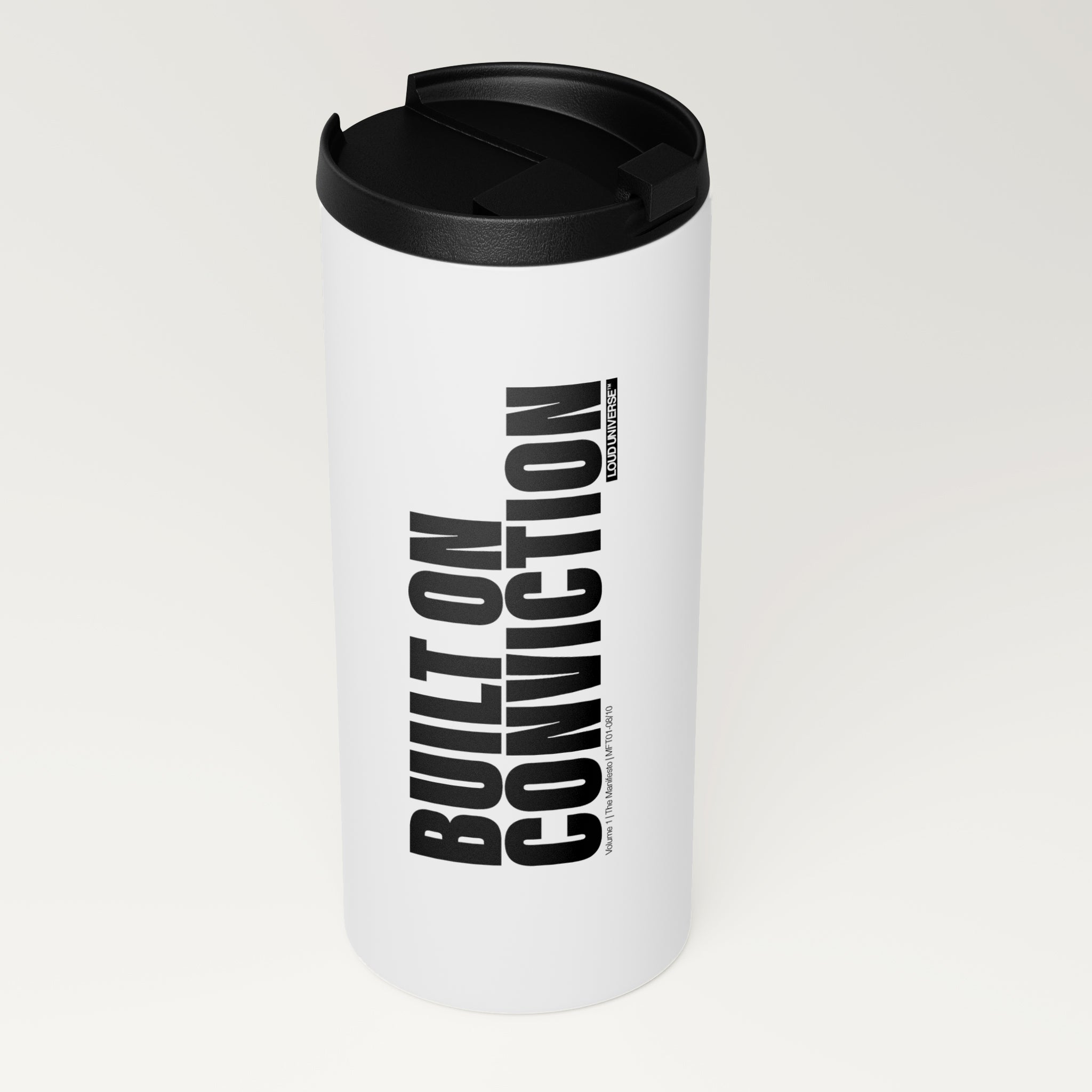 Straight White Tumbler | Built on conviction (MFT01-08) | Vol. 1: The Manifesto